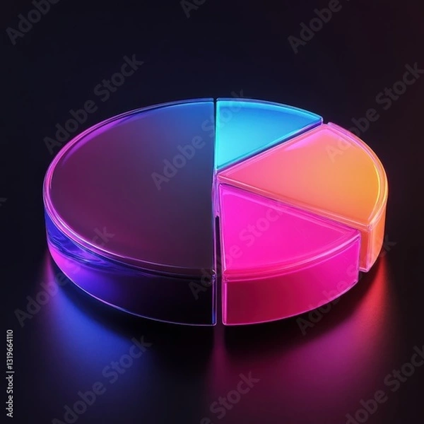 Fototapeta Vibrant floating 3D pie chart with glossy finish