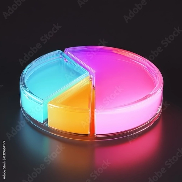 Fototapeta Vibrant floating 3D pie chart with glossy finish
