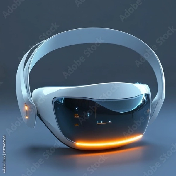 Fototapeta Futuristic 3D virtual meeting headset with sleek design