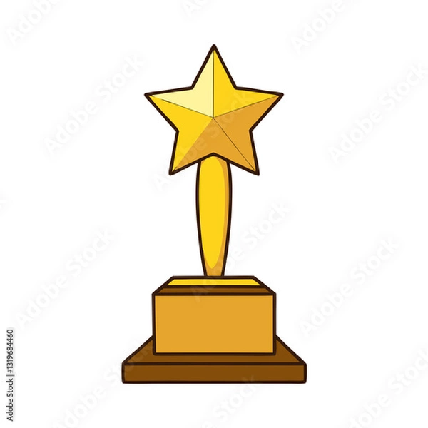 Fototapeta 3D Gold Star Award Icon on Transparent Background for Recognition and Achievement Designs