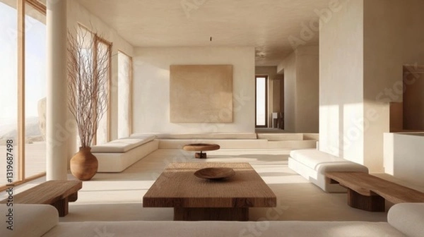 Fototapeta a living room with a lot of windows and a couch