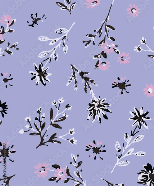 Obraz Spring Summer Bugs and Flowers Vector Seamless Pattern