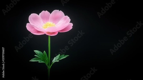 Obraz Pink Flower on Black Background: A Stunning Botanical Study
