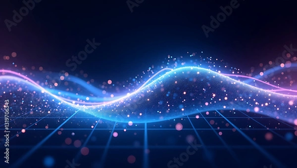 Obraz Abstract digital waves sparkled background
