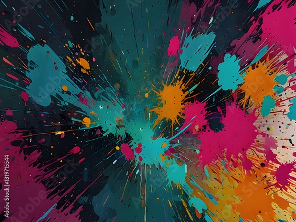 Obraz A vibrant, energetic abstract pop-art style background radiates with a kaleidoscope of colors, blending bright pink, orange, and turquoise hues with soft greens and yellows, creating a mesmerizing