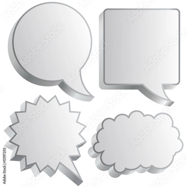 Fototapeta 3D thought and speech bubbles in vector - white
