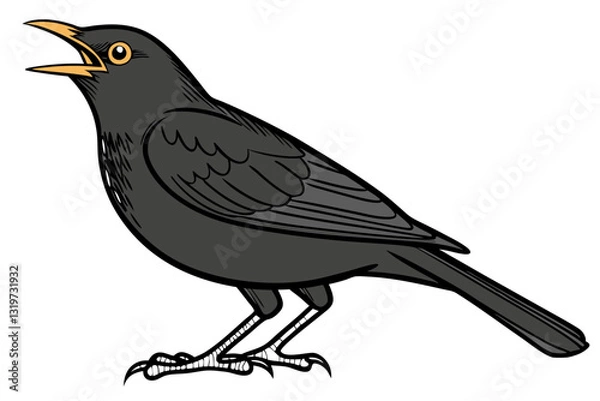 Fototapeta Minimalist Blackbird Vector Art