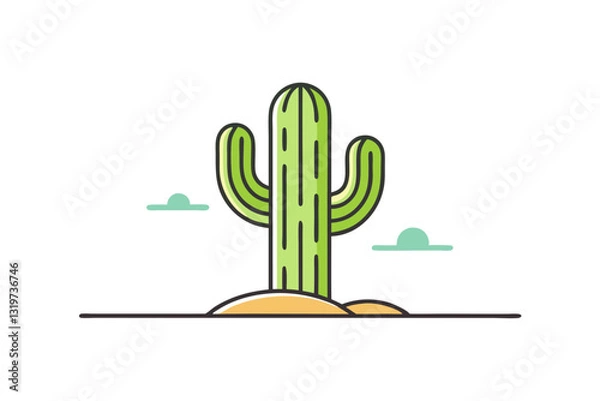 Fototapeta Cactus in Desert Vector Art