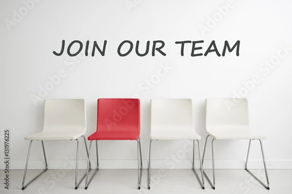 Fototapeta Chair background concept - recruitment hire hiring interview