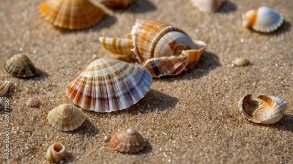 Obraz Beach Scene with Seashells