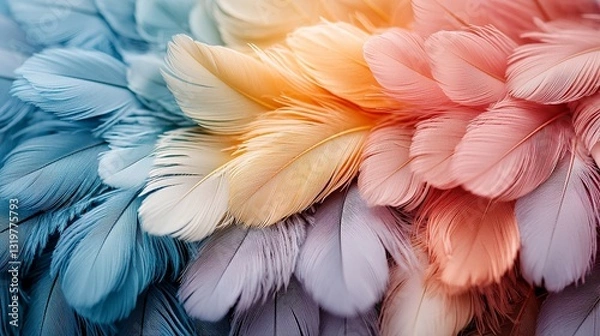 Fototapeta A close up of a bunch of colorful feathers