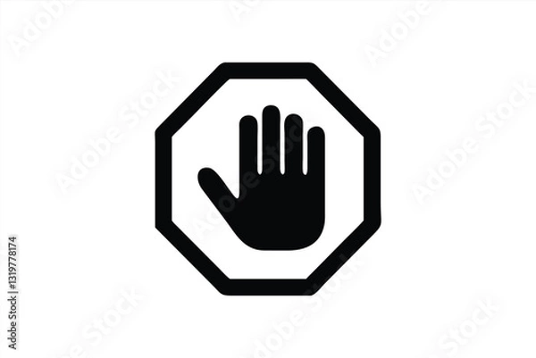 Fototapeta Hand symbol in octagonal shape for warning or stop indication