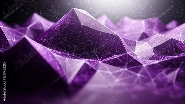 Obraz A 3D rendering of a purple pyramid with a black background