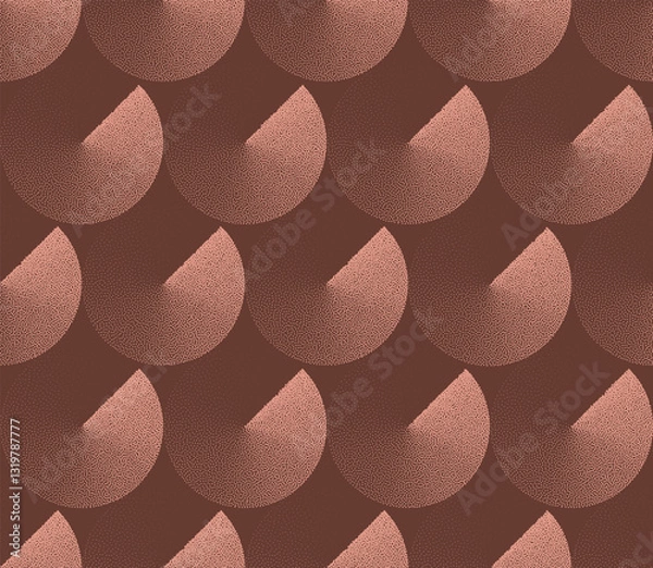 Fototapeta Circles Retro Styled Seamless Pattern Trend Brown Dot Work Abstract Vector Background. Continuous Grid from Circles Halftone Art Graphic Illustration. Endless Stippled Abstraction Funky Wallpaper