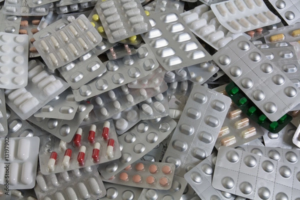 Obraz Tabletten Blister Haufen