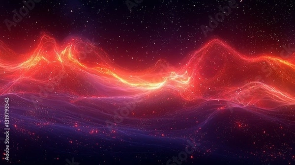 Obraz A red and blue abstract background with stars and lines