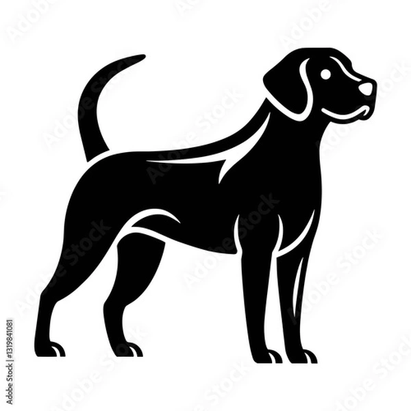 Obraz Labrador Retriever vector icon in bold black silhouette style