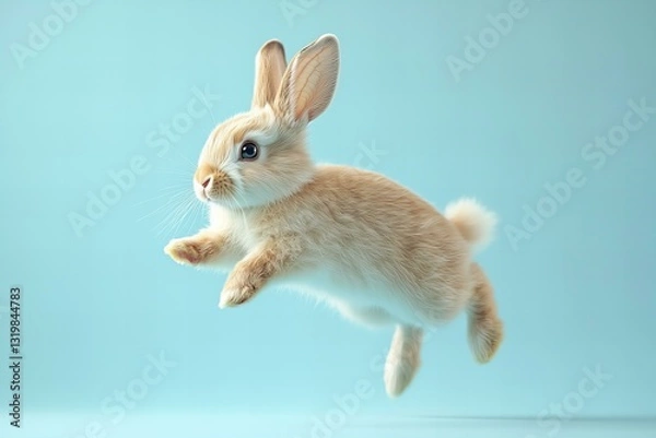 Fototapeta a cute bunny rabbit leaping into the air