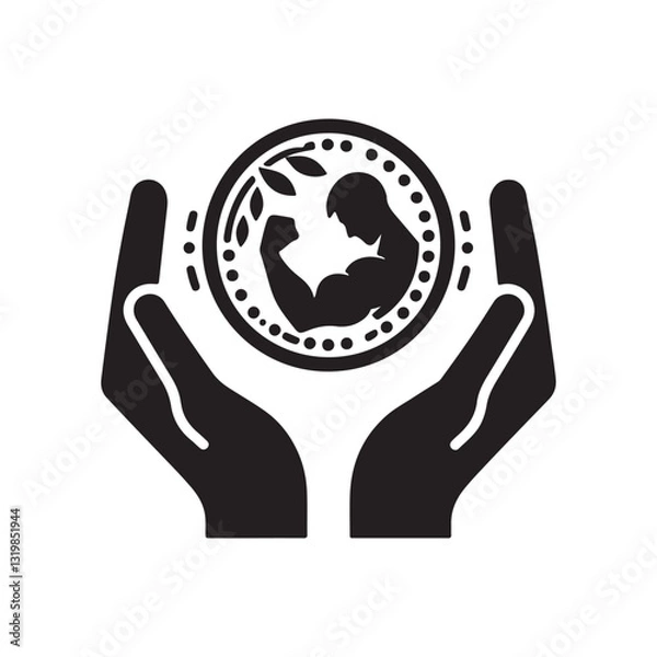 Fototapeta icon showing hands holding a bodybuilding medal