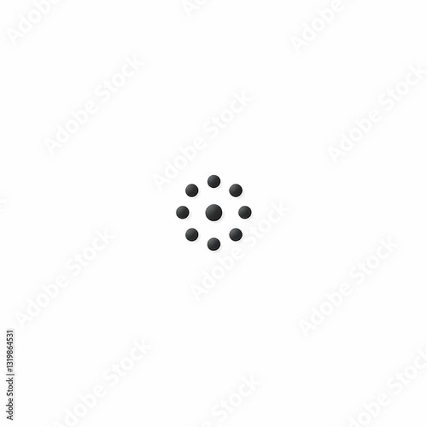 Fototapeta Loading Dots: Abstract representation of a loading process, a central dot surrounded by a circular arrangement of smaller dots.