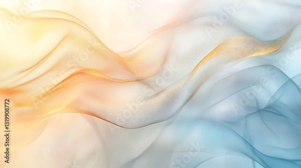 Fototapeta Delicate gradient waves background with soft flowing fabric and ethereal light effects