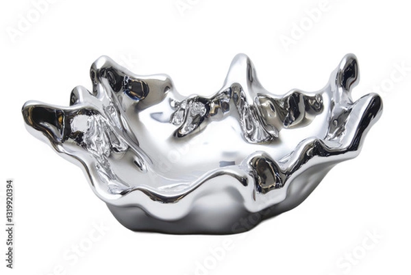 Obraz Abstract Silver liquid metal on Transparent Background