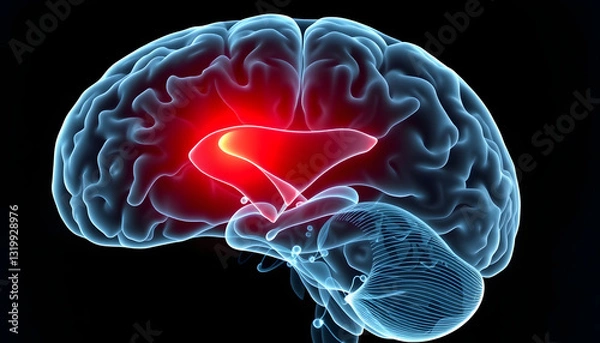Obraz Pituitary gland part - Human brain in x-ray view , with white tonespng