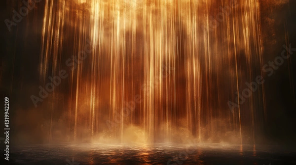 Obraz Shimmering curtains of light cascade down a dark and atmospheric backdrop, glowing, ethereal. Luminous Cascade. Illustration