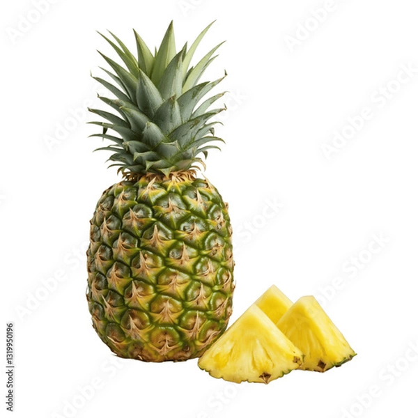 Fototapeta fresh pineapple chunks isolated on transparent background
