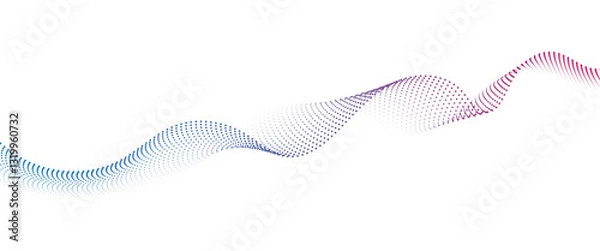 Obraz Flowing Dot Wave halftone gradient pattern on transparent background	