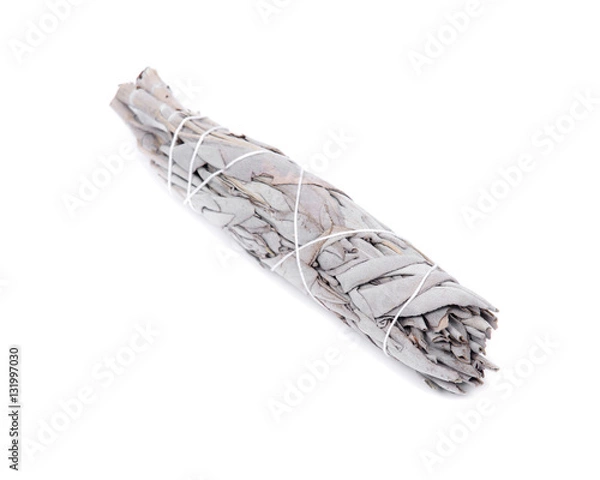 Obraz Sage smudge stick isolated on white background