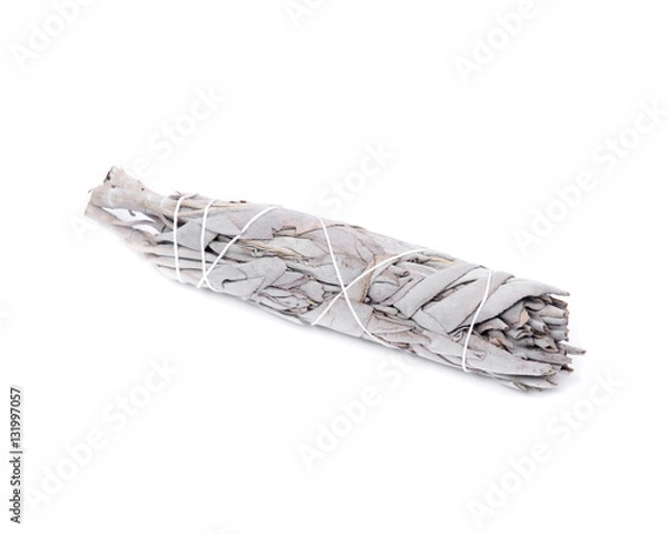 Fototapeta Sage smudge stick isolated on white background