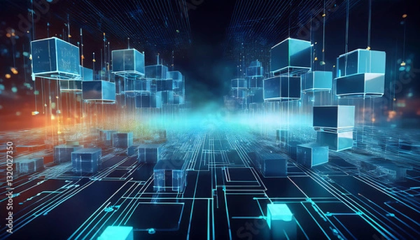 Fototapeta abstract background with digital space