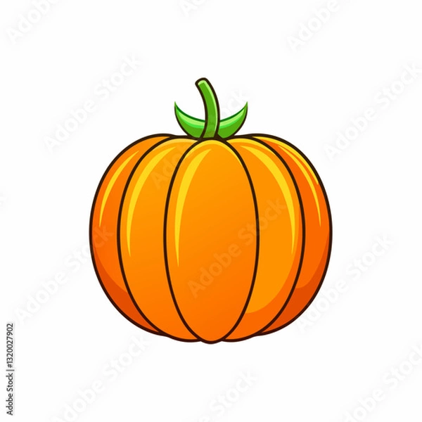 Fototapeta Pumpkin Squash for Halloween and Thanksgiving Flat Color Icon Vector Illustration for Apps, Flat color pumpkin squash icon for Halloween and Thanksgiving, perfect for apps and websites 