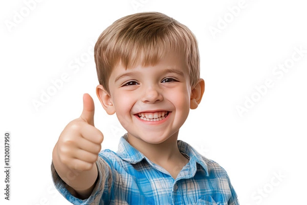 Fototapeta boy showing thumbs up isolated on transparent background