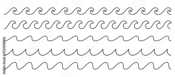 Obraz Water wave line pattern. Vector wavy shape pattern