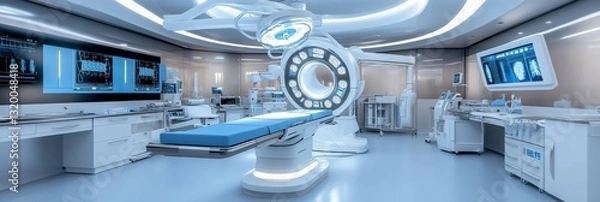 Obraz Self-sterilizing surgical instruments using high-frequency plasma technology, futuristic operating room