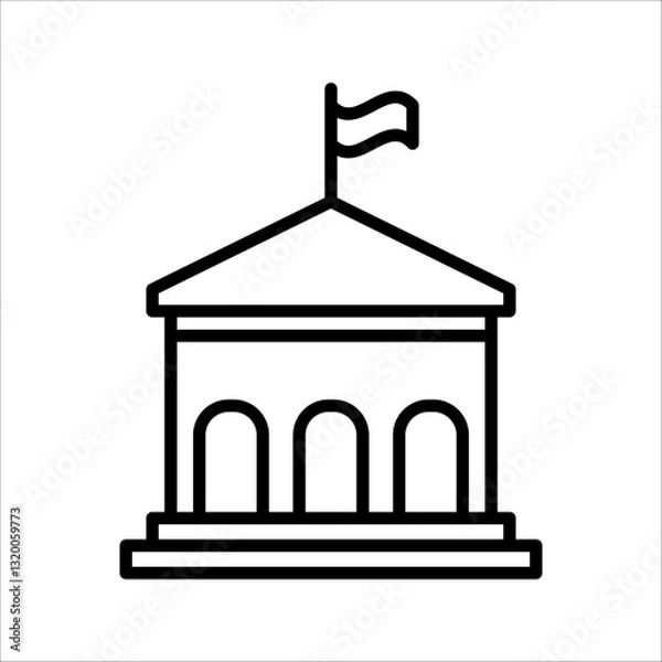 Fototapeta City hall building Icon. Symbol isolated white background. vector illustration. color editable.
