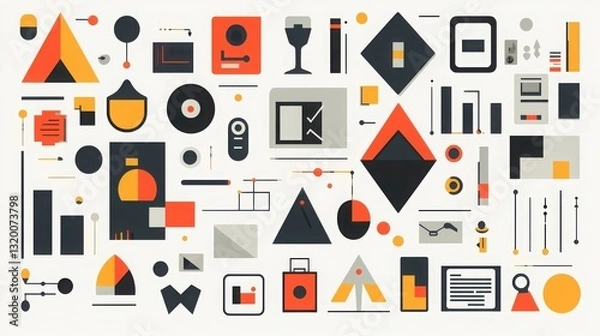 Fototapeta Abstract Geometric Composition with Diverse Shapes and Colors