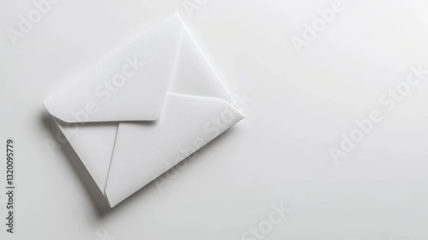 Fototapeta A white envelope on a white background
