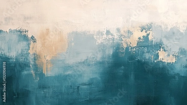 Fototapeta Abstract art painting displaying overlapping colors and various brush strokes