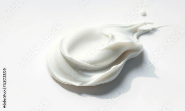 Fototapeta Creamy texture on smooth surface, showcasing soft white smudge that evokes sense of calm and purity. Ideal for beauty or skincare themes