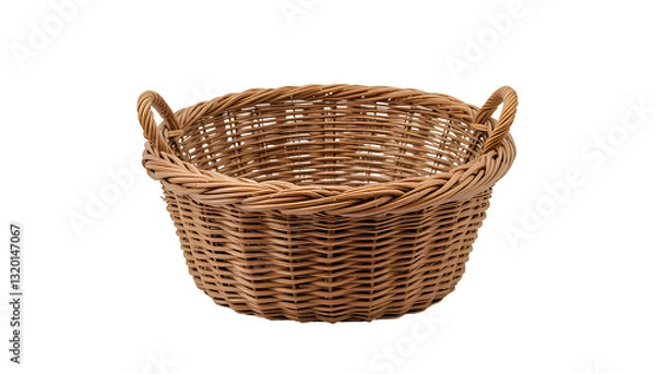 Fototapeta Beautiful handmade woven basket on transparent background