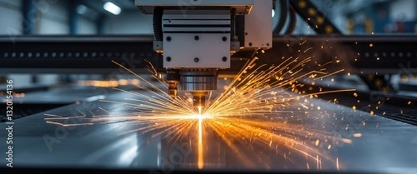 Obraz Laser or plasma cutting technology applied to flat metal sheets.