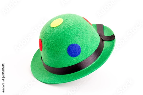 Fototapeta grüne Melone für Karneval auf weissem Hintergrund