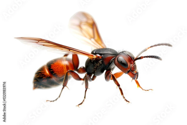 Fototapeta Magnificent Red Wasp in Flight: A Close-Up