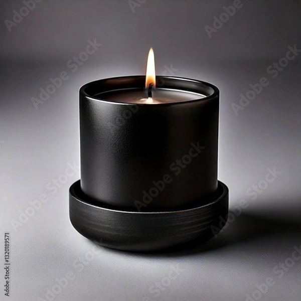 Obraz burning candle on black background