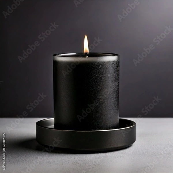 Obraz burning candle on black background