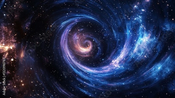 Fototapeta Cosmic Swirl in Vast Universe with Bright Stars and Galaxies
