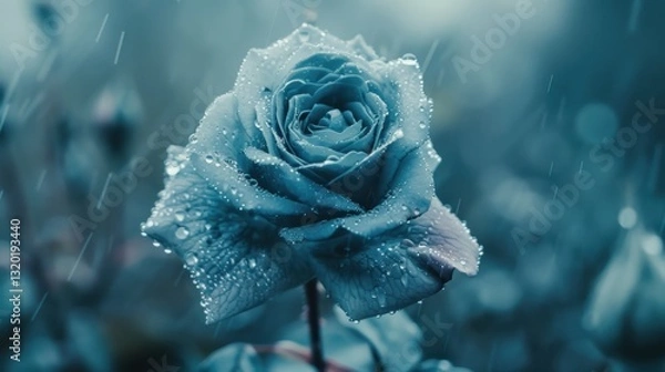 Obraz Blue Roses: A captivating, rare flower symbolizing mystery and unattainable beauty, made possible through genetic modifications to achieve a striking blue hue.
